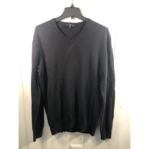 Men’s Gap Cashmere & Cotton Blend V-neck Dark Navy Blue Sweater Sz Large - Picture 1 of 10